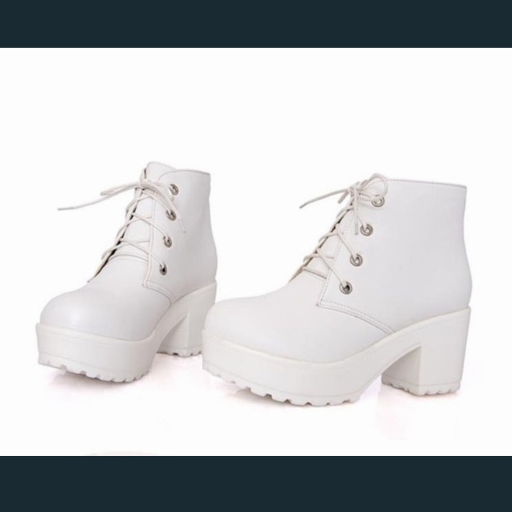 White platform booties